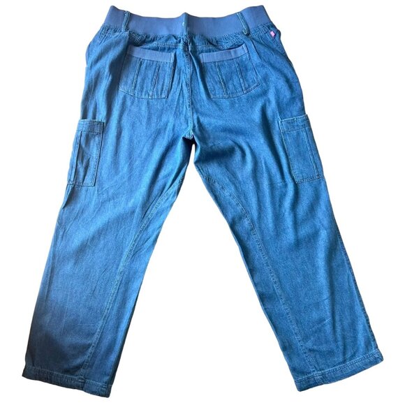 Women Within Size 22W Modern Fit Jeans Cargo Pants Needs Button Closure Blue - Picture 2 of 11